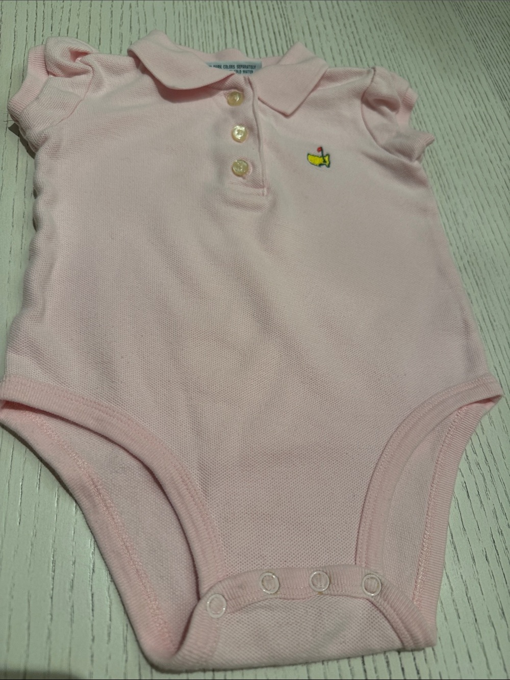 Masters Light Pink Polo-Style Onsie with Official Masters Logo